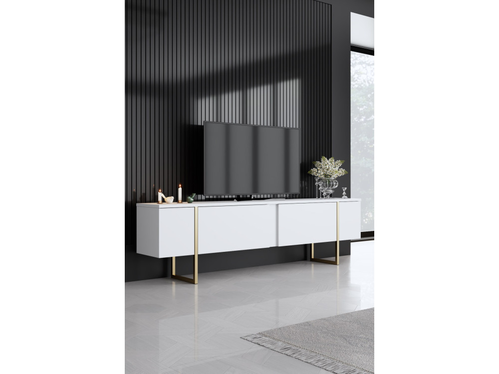 Wohnzimmermöbelset aus Holz "Luxe" - 160 x 35 x 80 cm - Weiß