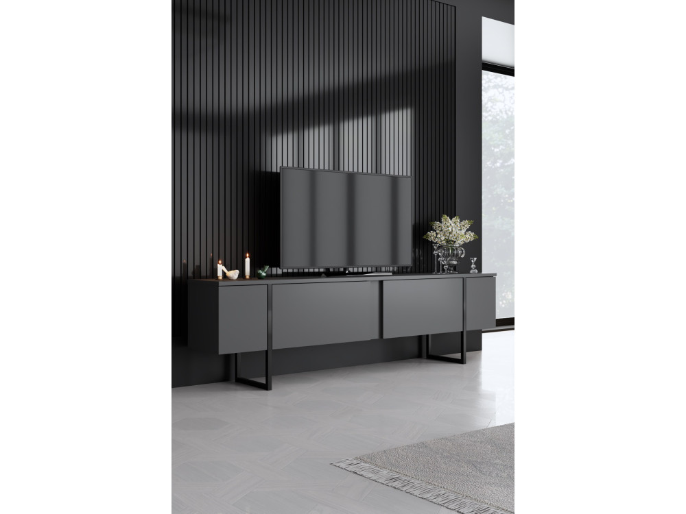 Wohnzimmermöbelset aus Holz "Luxe" - 160 x 35 x 80 cm - Schwarz