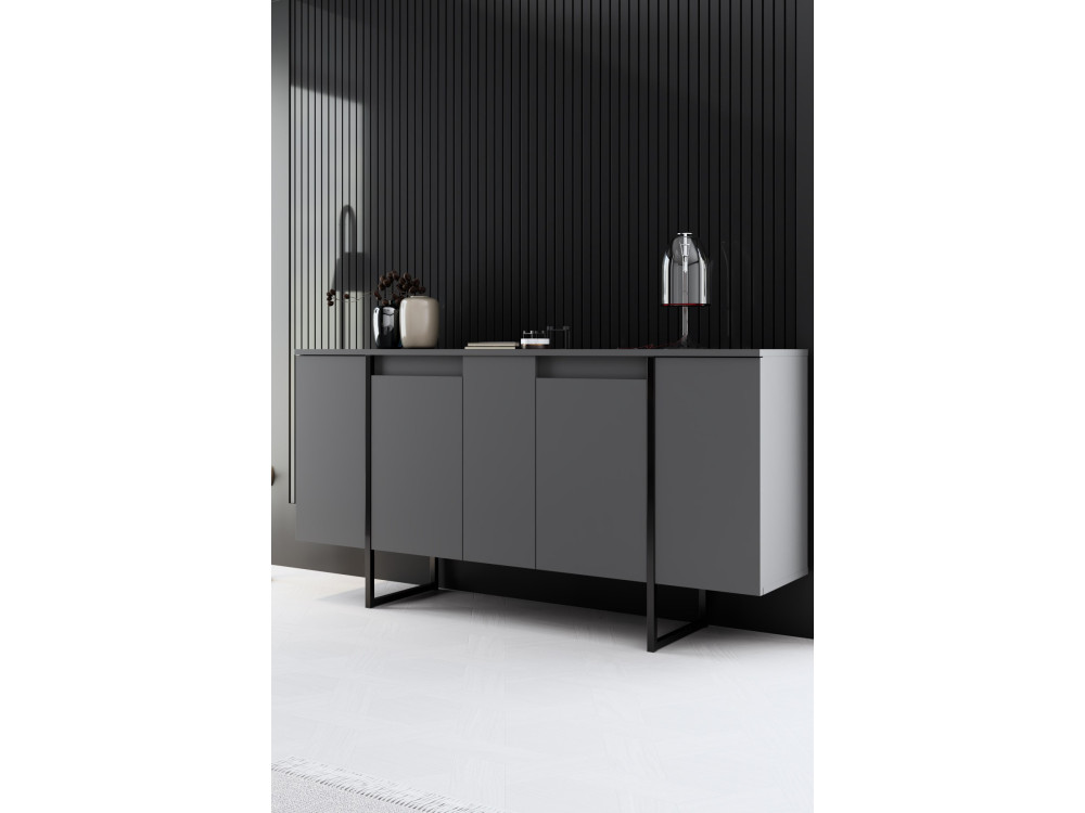 Wohnzimmermöbelset aus Holz "Luxe" - 160 x 35 x 80 cm - Schwarz
