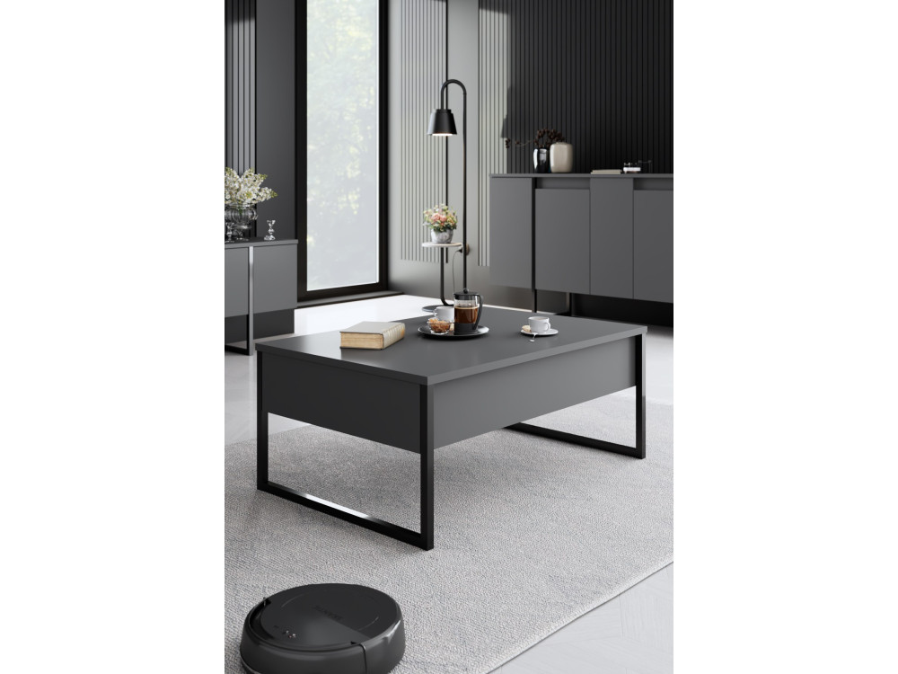 Wohnzimmermöbelset aus Holz "Luxe" - 160 x 35 x 80 cm - Schwarz