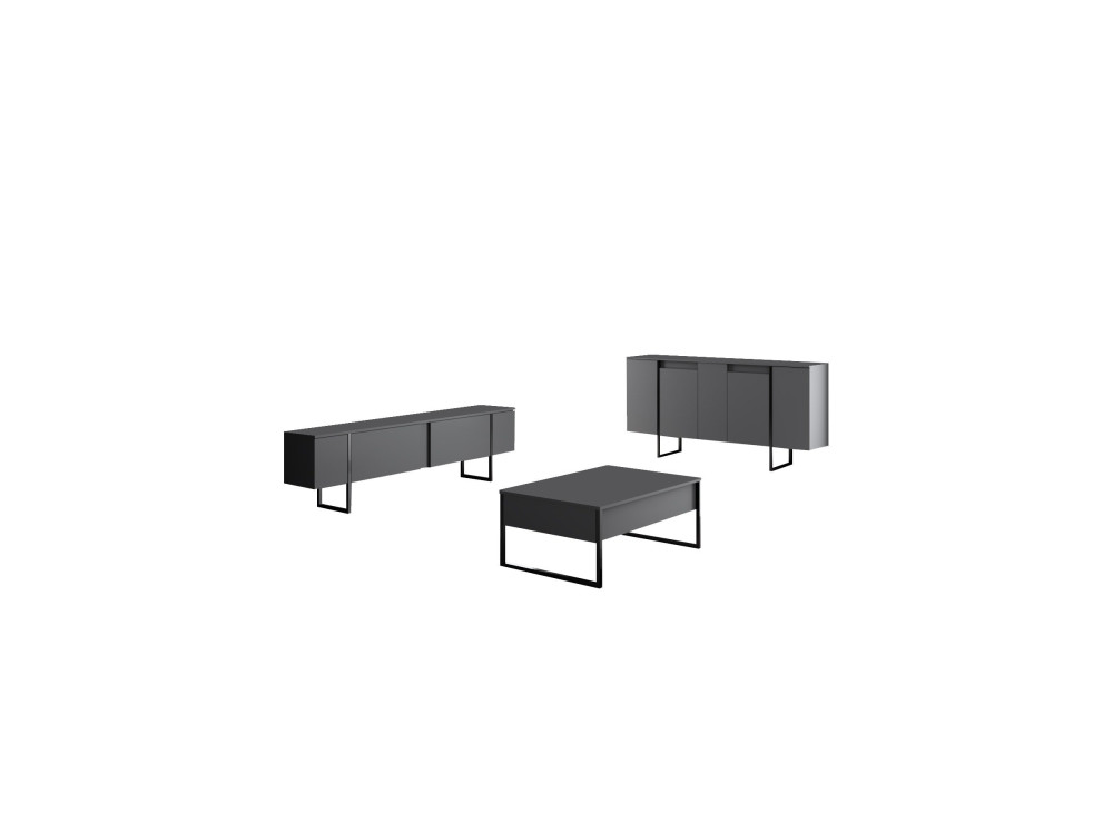 Wohnzimmermöbelset aus Holz "Luxe" - 160 x 35 x 80 cm - Schwarz