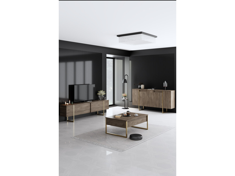 Wohnzimmermöbelset aus Holz "Luxe" - 160 x 35 x 80 cm - Braun