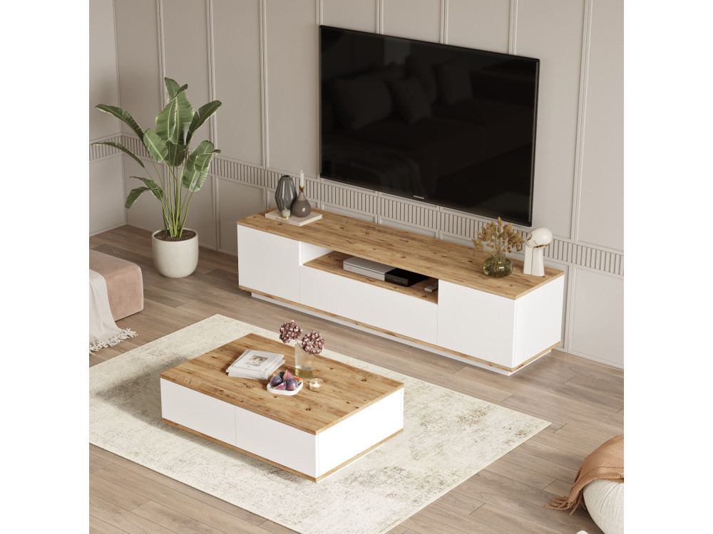Wohnzimmermöbelset aus Holz "FR17" - 180 x 44 x 44 cm - Weiß