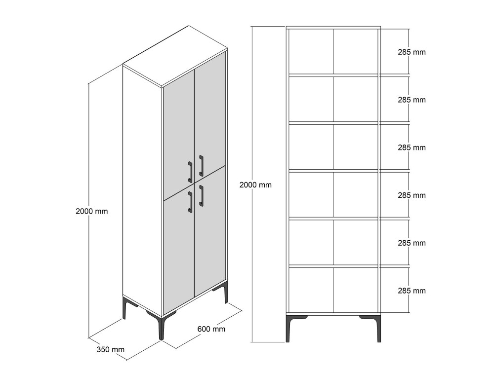 Mehrzweck-Holzmöbel "Berlin A" - 60 x 35 x 200 cm - NussbaumAnthrazit
