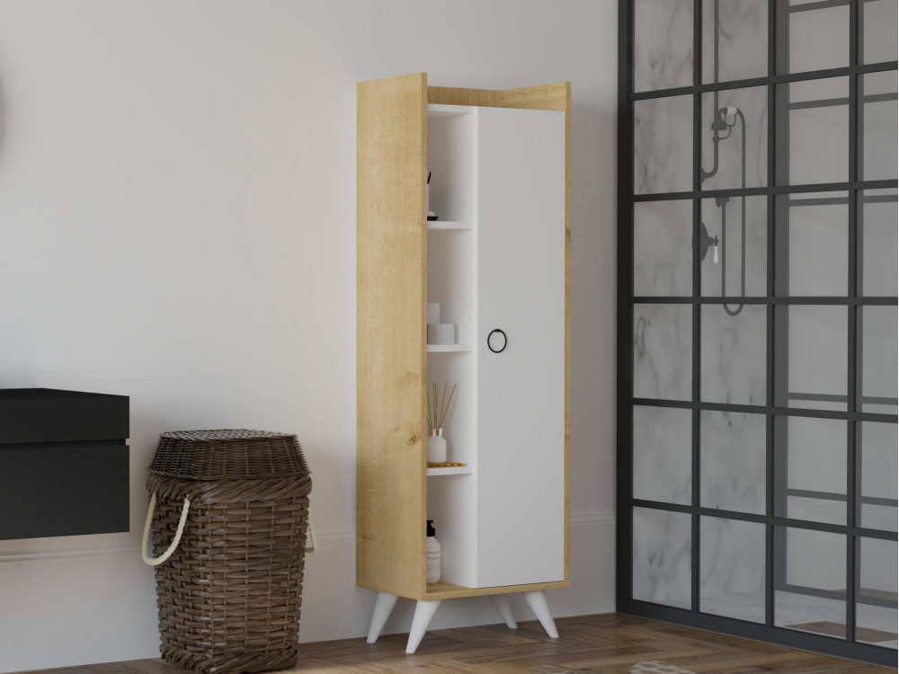 Mehrzweckmöbel aus Holz "Ilgim" - 50 x 31 x 140 cm - Weiß
