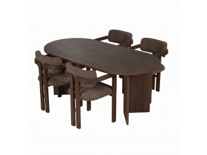 Tisch und Stühle (5 Teile) aus Holz "Meridia 4" - 180 x 90 x 75 cm - Braun