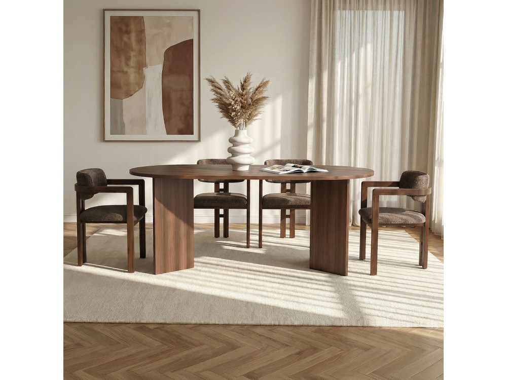 Tisch und Stühle (5 Teile) aus Holz "Meridia 4" - 180 x 90 x 75 cm - Braun