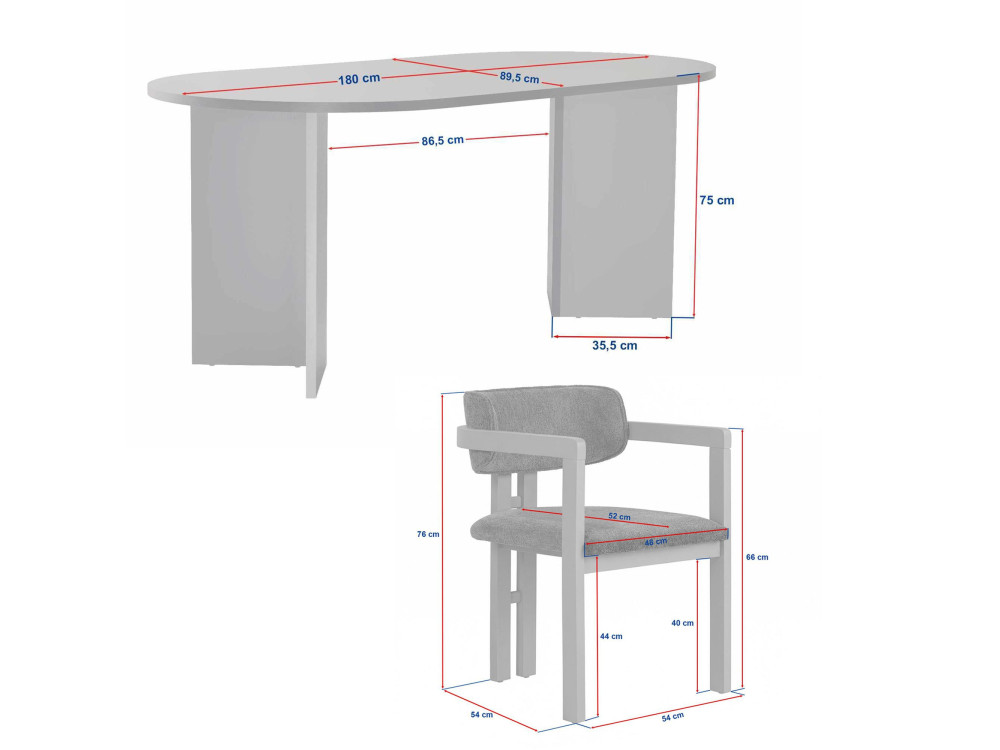 Tisch und Stühle (5 Teile) aus Holz "Meridia 4" - 180 x 90 x 75 cm - Braun