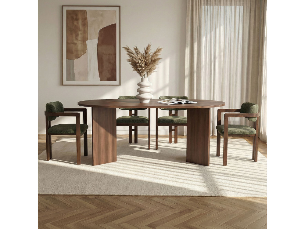 Tisch und Stühle (5 Teile) aus Holz "Meridia 4" - 180 x 90 x 75 cm - Grün