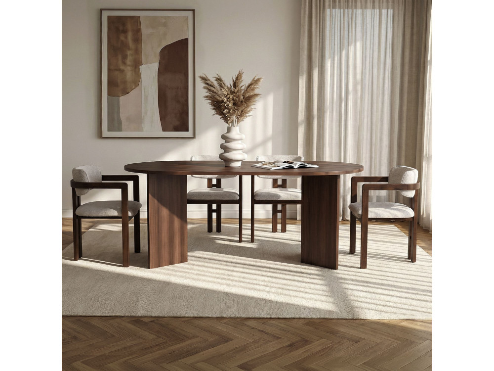 Tisch und Stühle (5 Teile) aus Holz "Meridia 4" - 180 x 90 x 75 cm - Weiß