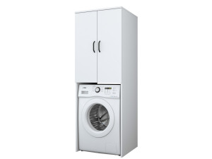 Waschmaschinenschrank aus Holz "Losal" - 65 x 62 x 181 cm - Weiß