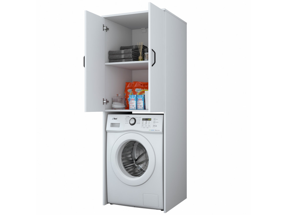 Waschmaschinenschrank aus Holz "Losal" - 65 x 62 x 181 cm - Weiß
