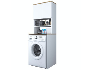 Waschmaschinenschrank aus Holz "Kado" - 65 x 60 x 183 cm - Weiß
