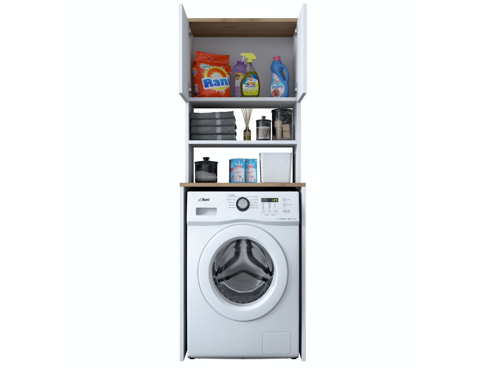 Waschmaschinenschrank aus Holz "Kado" - 65 x 60 x 183 cm - Weiß