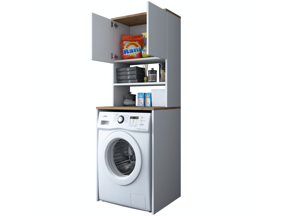 Waschmaschinenschrank aus Holz "Kado" - 65 x 60 x 183 cm - Weiß