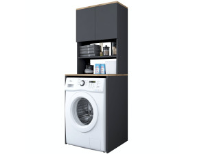 Waschmaschinenschrank aus Holz "Kado" - 65 x 60 x 183 cm - Anthrazitgrau