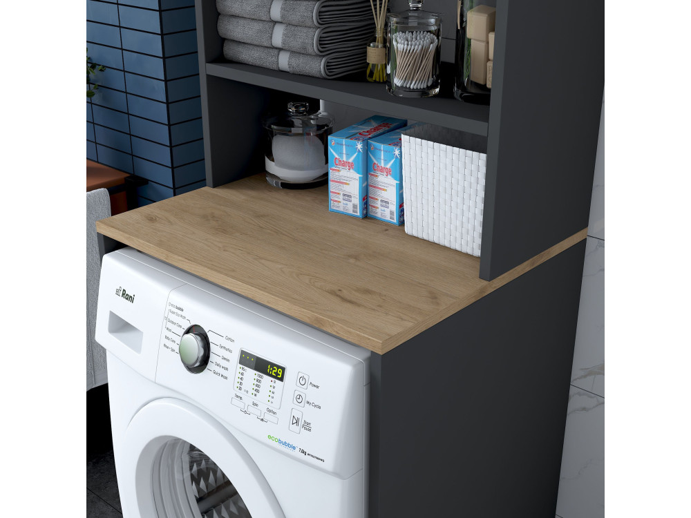 Waschmaschinenschrank aus Holz "Kado" - 65 x 60 x 183 cm - Anthrazitgrau