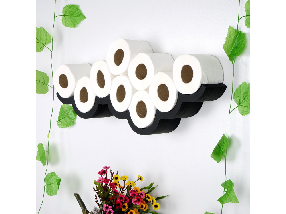 Toilettenpapierhalter aus Holz "WC018". - 62 x 16 x 9 cm - Schwarz
