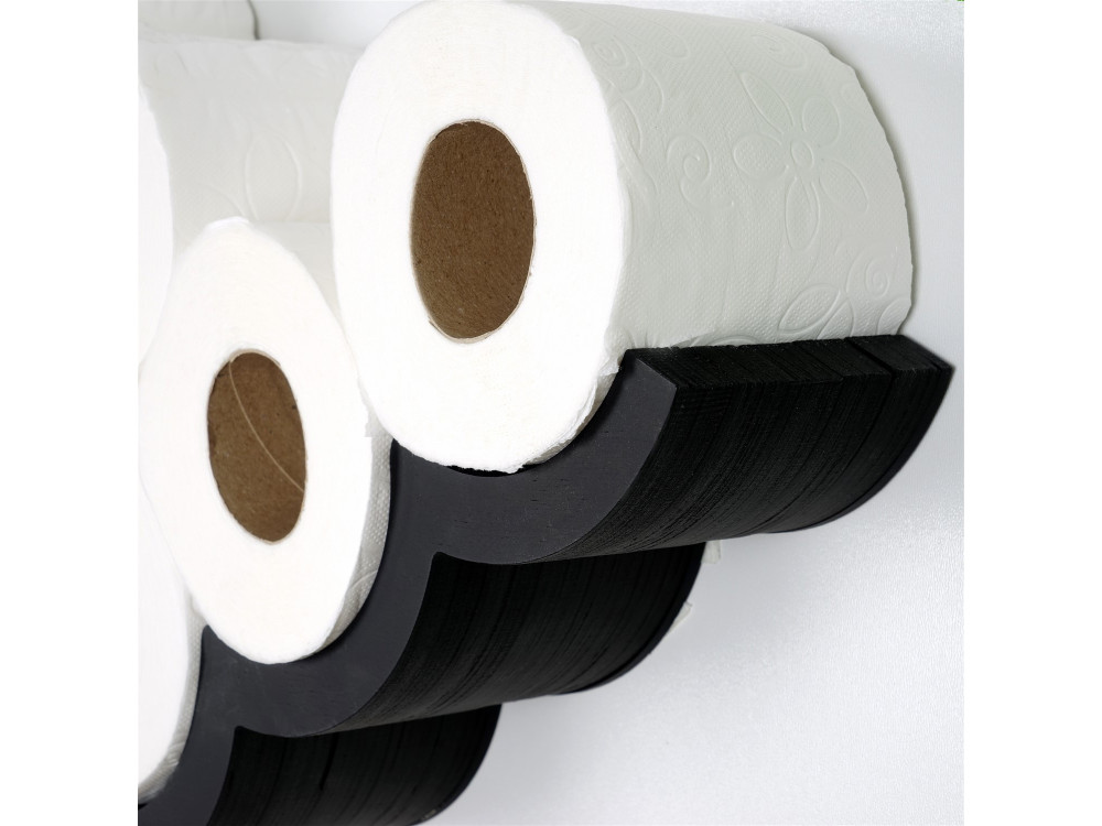 Toilettenpapierhalter aus Holz "WC018". - 62 x 16 x 9 cm - Schwarz