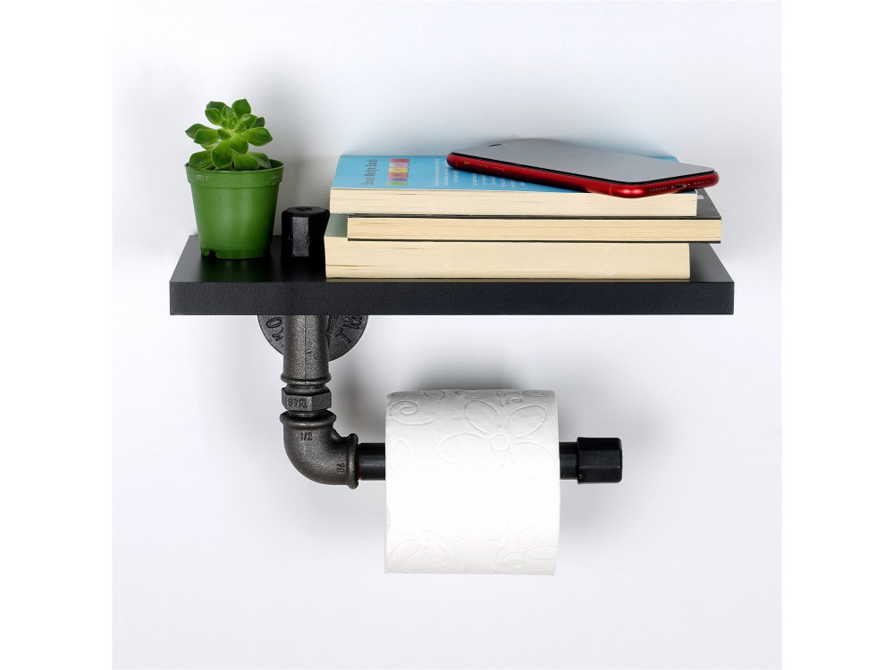 Toilettenpapierhalter aus Holz "Boruraf239" - 30 x 23 x 12 cm - Schwarz