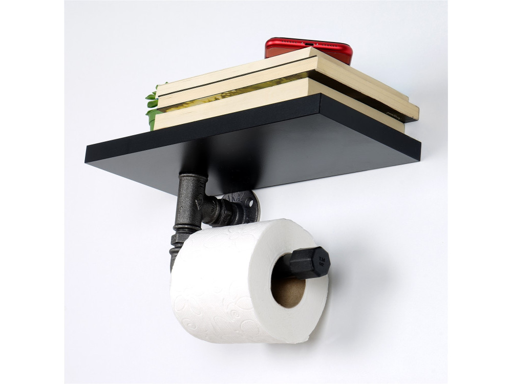 Toilettenpapierhalter aus Holz "Boruraf239" - 30 x 23 x 12 cm - Schwarz