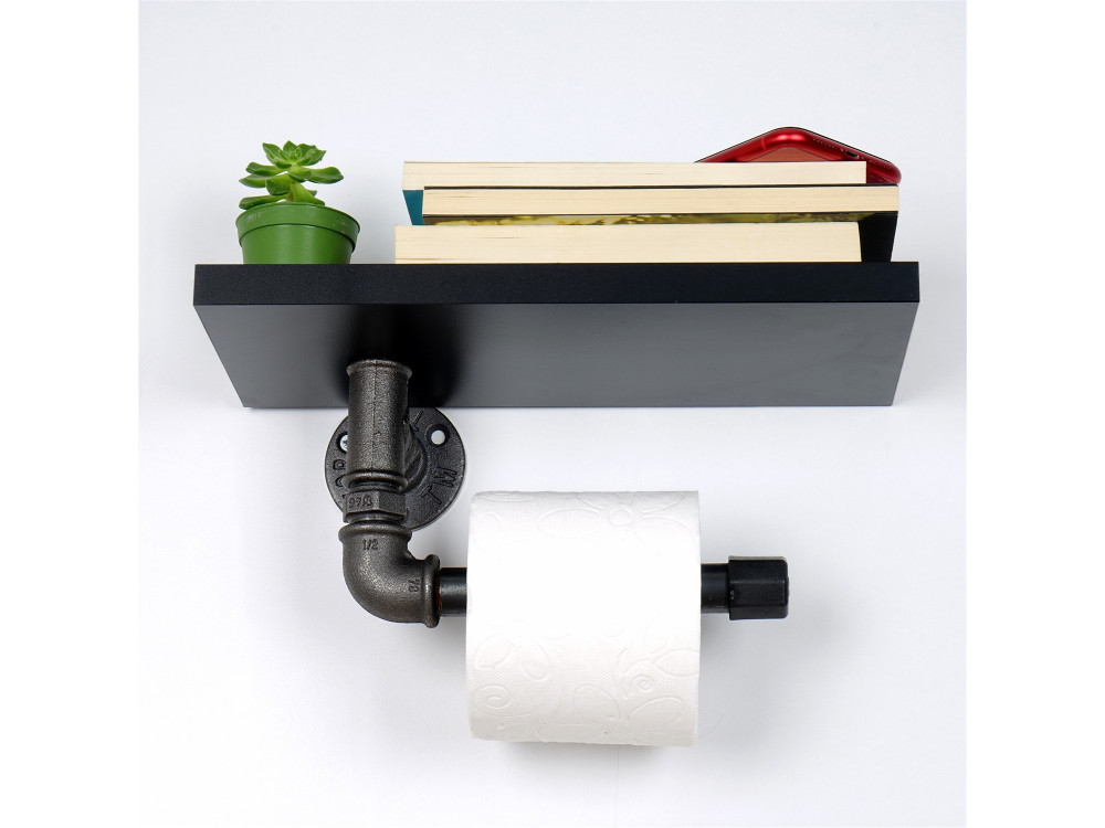 Toilettenpapierhalter aus Holz "Boruraf239" - 30 x 23 x 12 cm - Schwarz