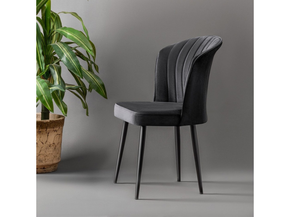Stuhlset (4 Stück) aus Holz "Rubi" - 52 x 42 x 85 cm - Schwarz