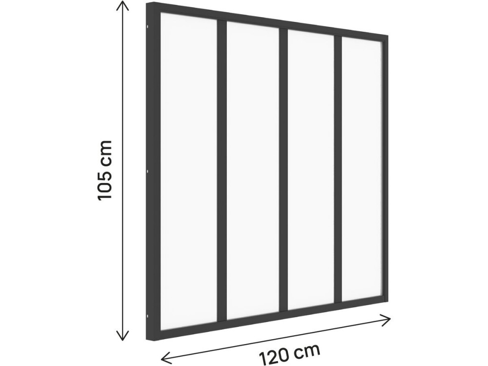 Aluminium-Atelier-Dach „Panorama“ – 120 x 105 cm – Schwarz