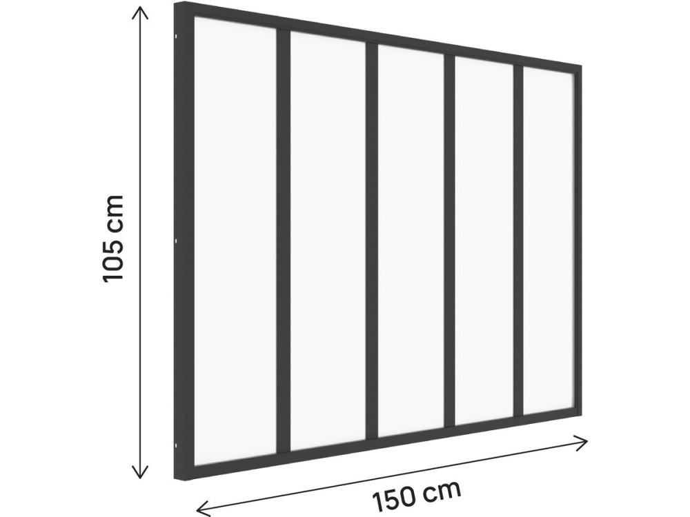Aluminium-Werkstattdach „Panorama“ – 150 x 105 cm – Schwarz