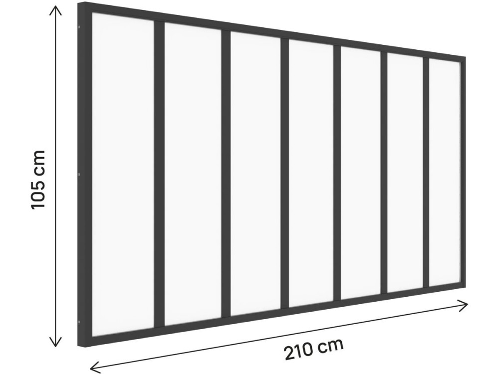 Aluminium-Werkstattüberdachung „Panorama“ – 210 x 105 cm – Schwarz