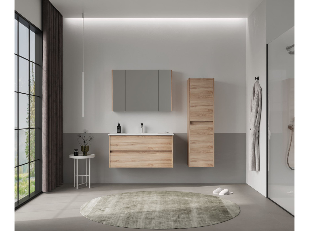 Badezimmerschrank „Side 40“ – 40 x 27 x 138 cm – Eiche