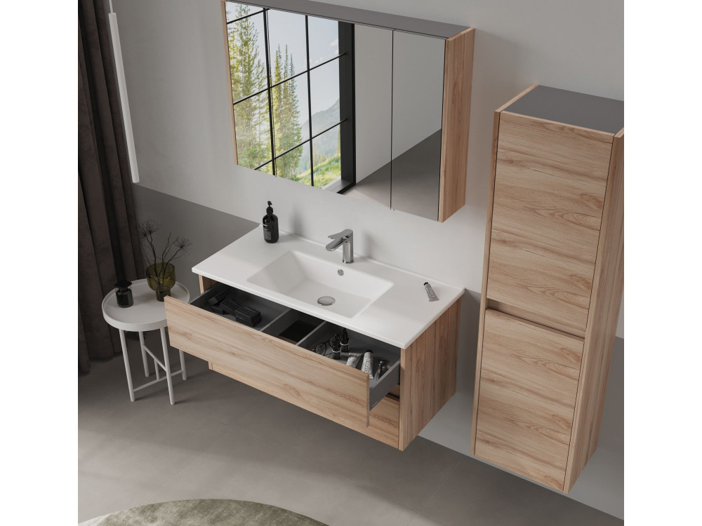 Badezimmerschrank „Side 40“ – 40 x 27 x 138 cm – Eiche