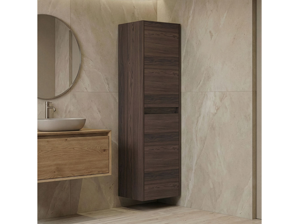 Badezimmerschrank „Side 40“ – 40 x 27 x 138 cm – Dark Walnut