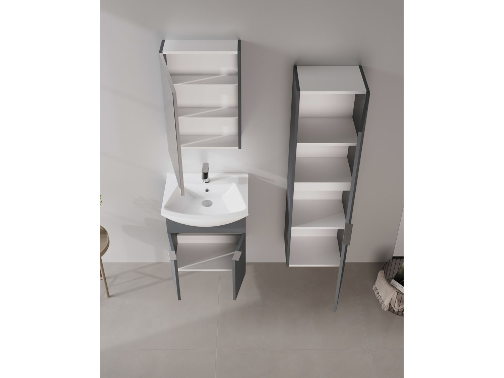 Badezimmerschrank „Purus Desna 40“ – 40 x 32 x 138 cm – Anthrazit matt