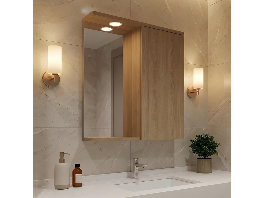 Badezimmerschrank mit Spiegel „Purus 65“ – 63 x 18 x 68 cm – Sonomo Oak