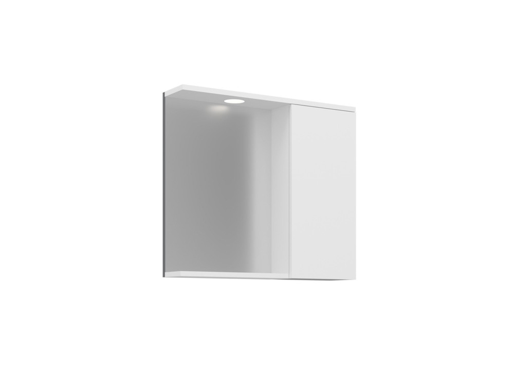 Badezimmerschrank mit Spiegel „Purus 80“ – 75 x 18 x 68 cm – Weiß