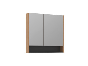 Badezimmerschrank mit Spiegel „Ricato 80“ – 80 x 16 x 78 cm – Walnuss
