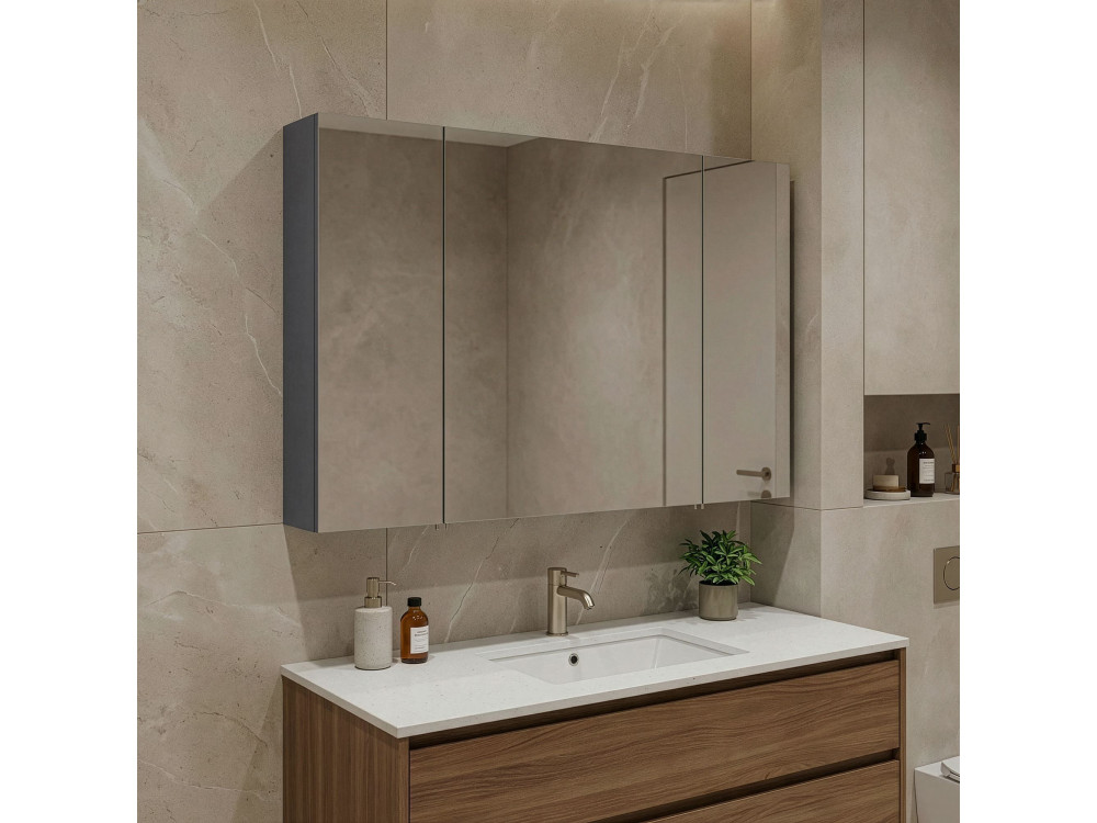 Badezimmerschrank mit Spiegel „Side 100“ – 100 x 16 x 66 cm – Anthrazit matt
