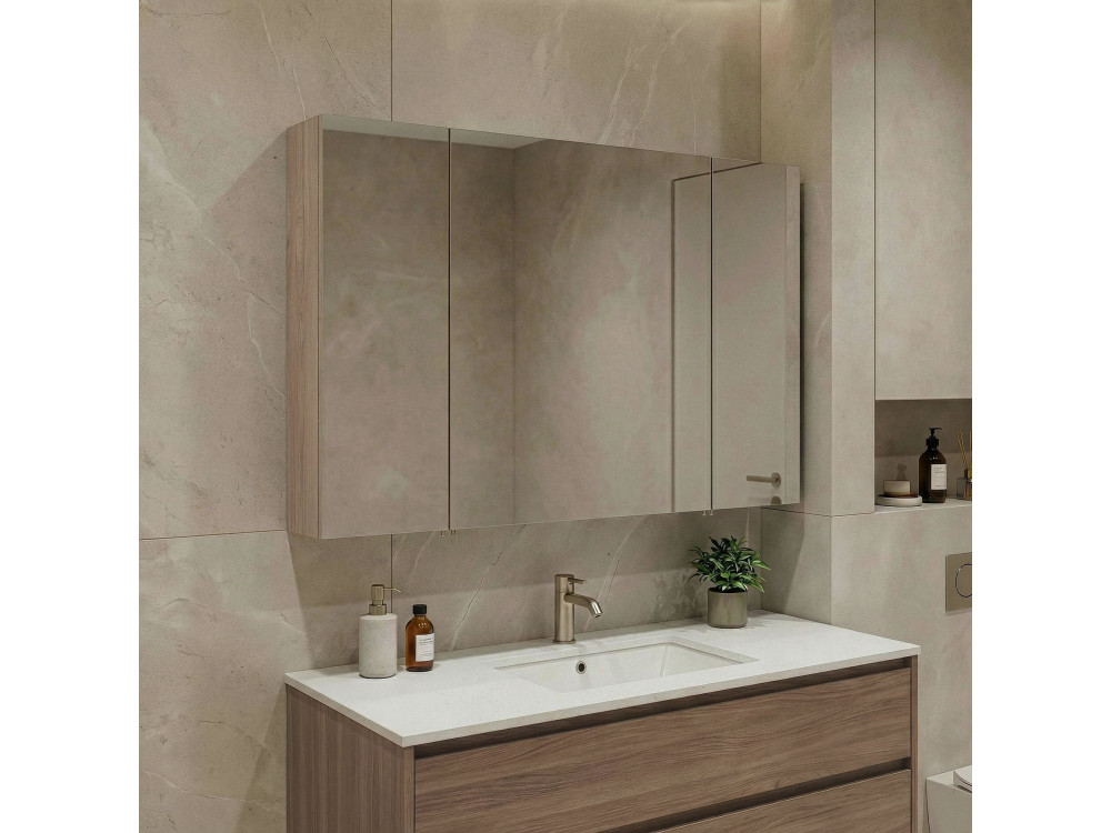Badezimmerschrank mit Spiegel „Side 100“ – 100 x 16 x 66 cm – Eiche