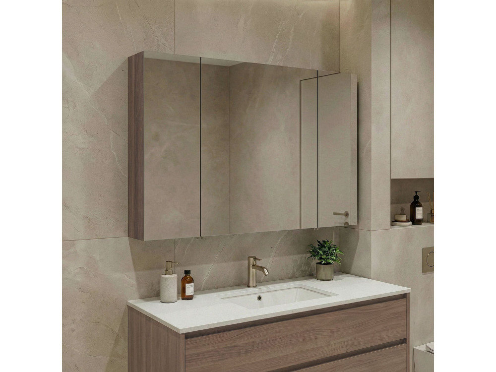 Badezimmerschrank mit Spiegel „Side 100“ – 100 x 16 x 66 cm – Dark Walnut
