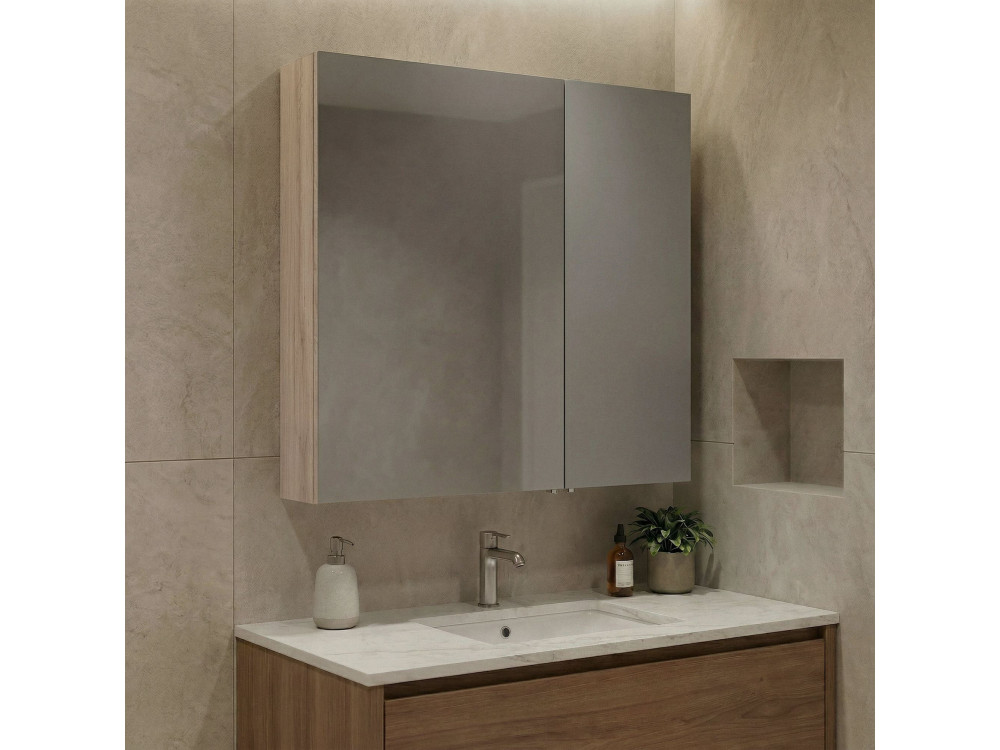 Badezimmerschrank mit Spiegel „Side 60“ – 60 x 16 x 66 cm – Eiche