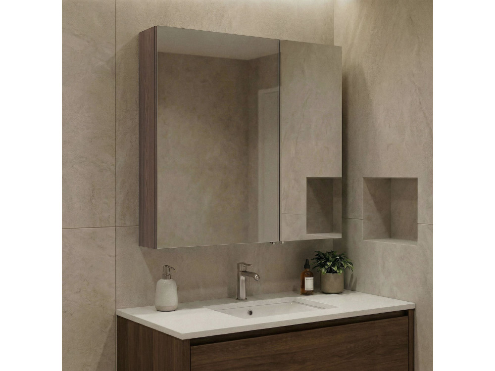 Badezimmerschrank mit Spiegel „Side 60“ – 60 x 16 x 66 cm – Dark Walnut