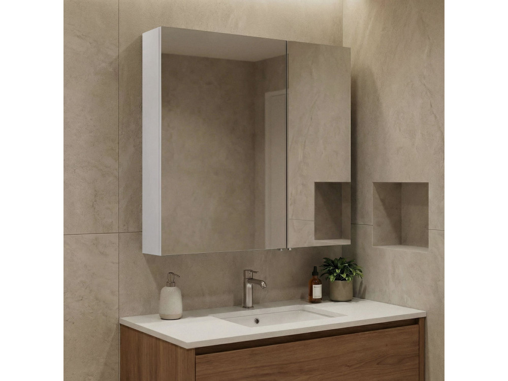 Badezimmerschrank mit Spiegel „Side 60“ – 60 x 16 x 66 cm – Mattweiß