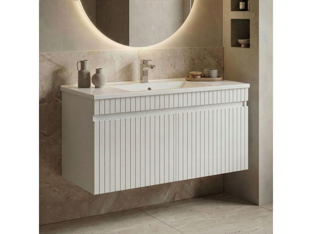 Waschtischunterschrank „Tivoli 100“ – 100 x 45 x 57 cm – Mattweiß