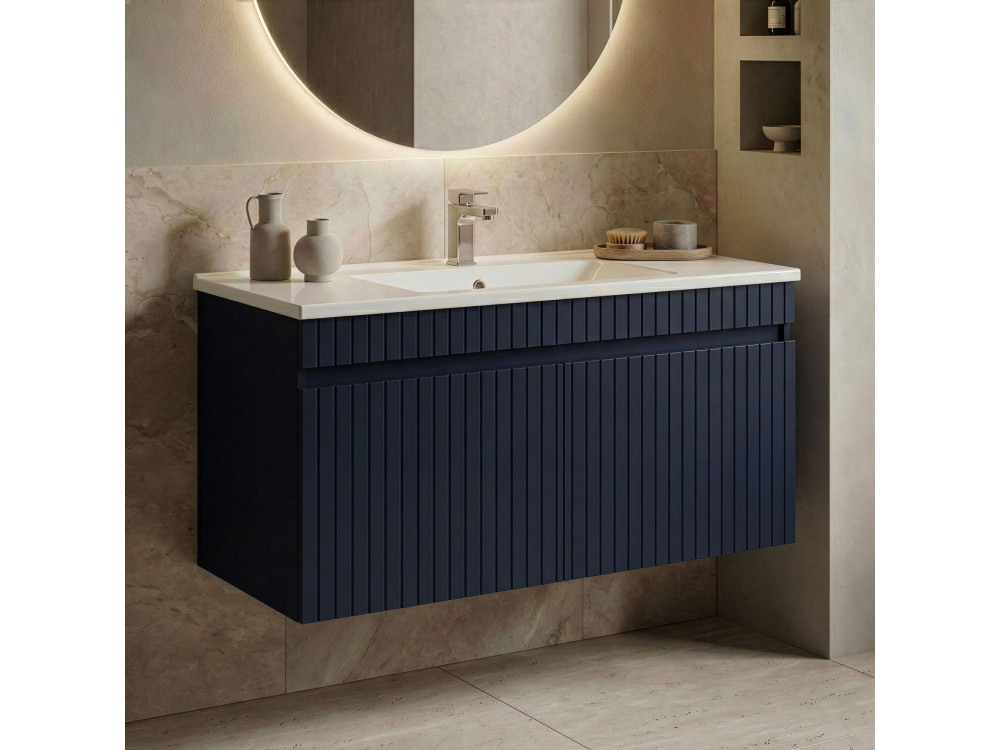 Waschtischunterschrank „Tivoli 100“ – 100 x 45 x 57 cm – Mattes Marineblau