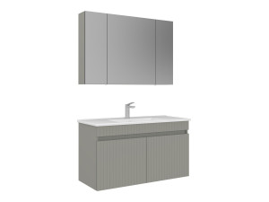 Waschtisch-Set mit Spiegel (2-teilig) „Tivoli 100“ – 100 x 45 x 66 cm – Matt-Cashmere