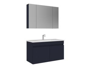 Waschtisch-Set mit Spiegel (2-teilig) „Tivoli 100“ – 100 x 45 x 57 cm – Mattes Marineblau