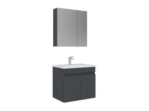 Waschtisch-Set mit Spiegel (2-teilig) „Tivoli 65“ – 65 x 45 x 57 cm – Anthrazit matt