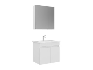 Waschtisch-Set mit Spiegel (2-teilig) „Tivoli 65“ – 65 x 45 x 57 cm – Mattweiß