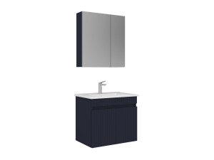 Waschtisch-Set mit Spiegel (2-teilig) „Tivoli 65“ – 65 x 45 x 57 cm – Mattes Marineblau